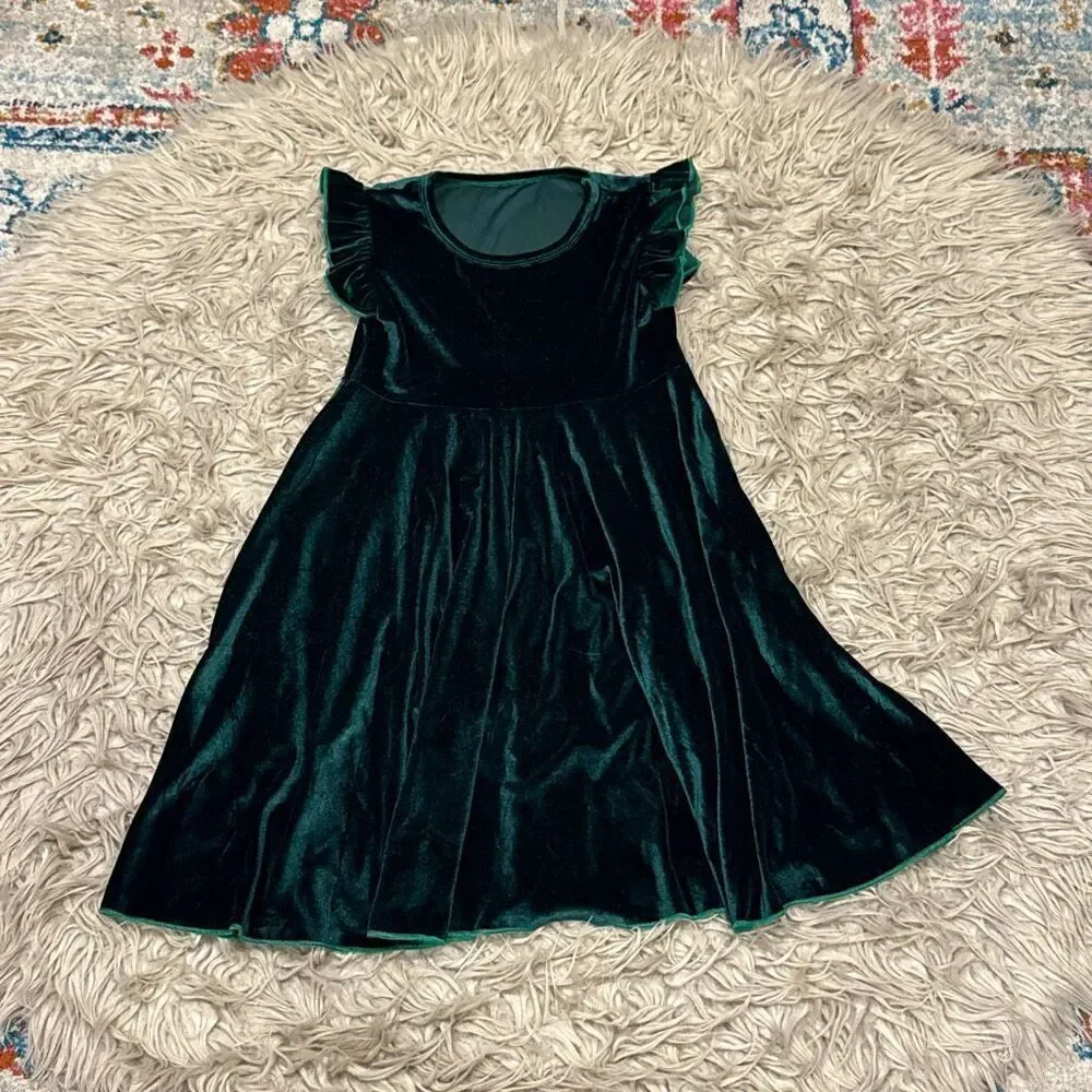 Green velvet Christmas dress